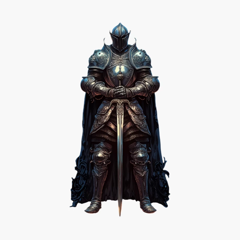 Medieval Knight in Dark Fantasy Armor Cotton Tote Bag