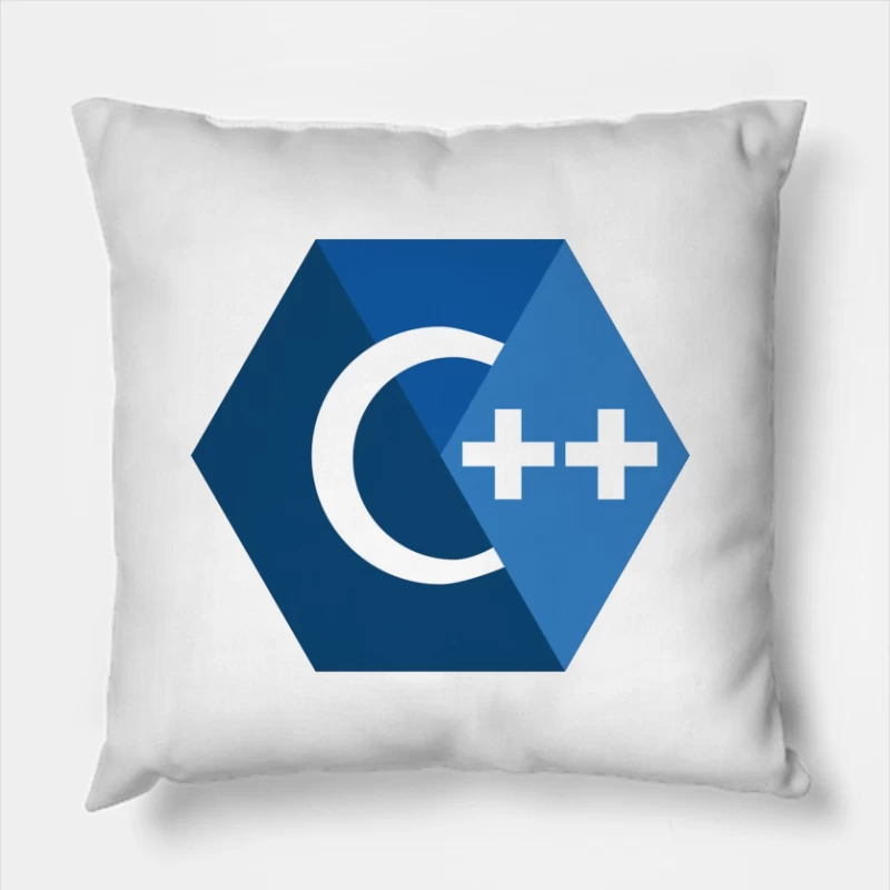 C++ Programming Language Logo in Blue Hexagon Design Throw Pillow