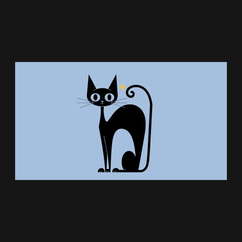 Minimalist black cat cartoon illustration Desk Mat