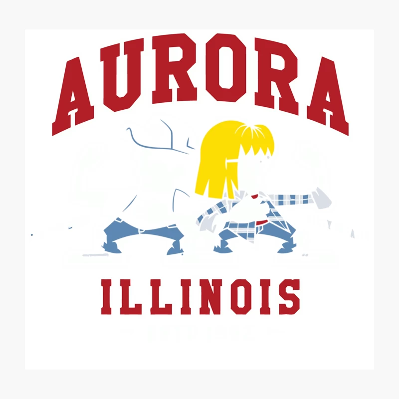 Aurora Illinois Ice Skating Mascot Logo Throw Pillow