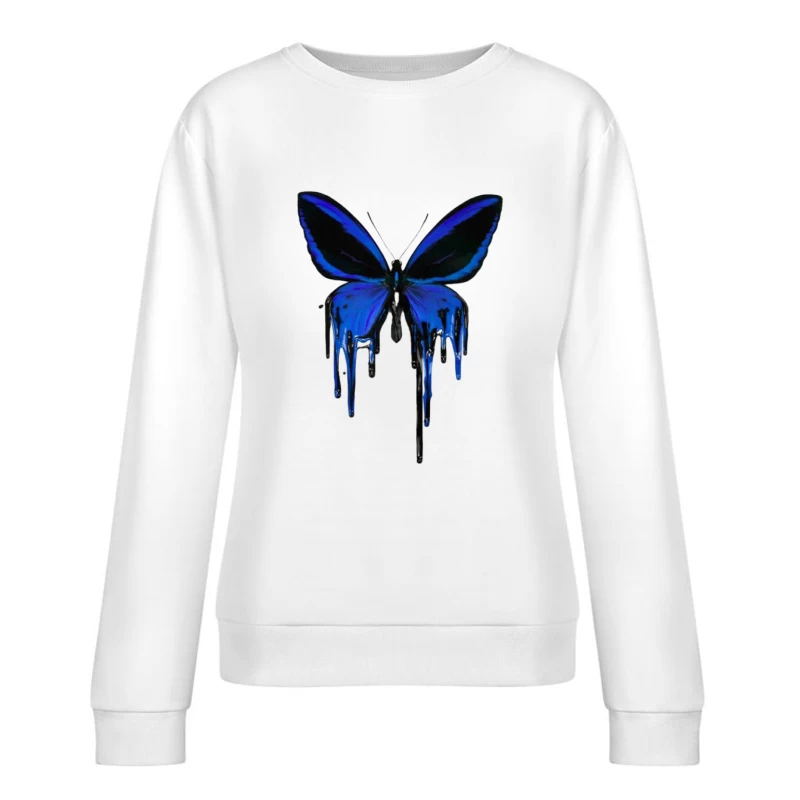 Blaue Schmetterling mit Tropfen-Effekt Damen Pullover Sweatshirt