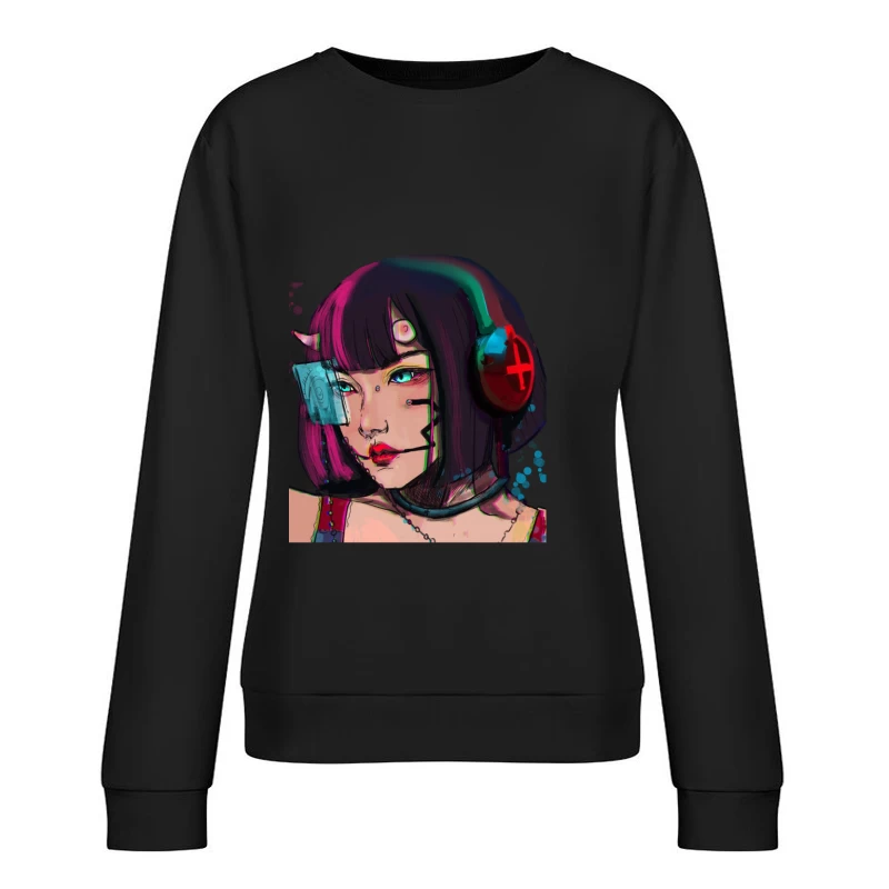 Cyberpunk Porträt einer futuristischen Frau Damen Pullover Sweatshirt