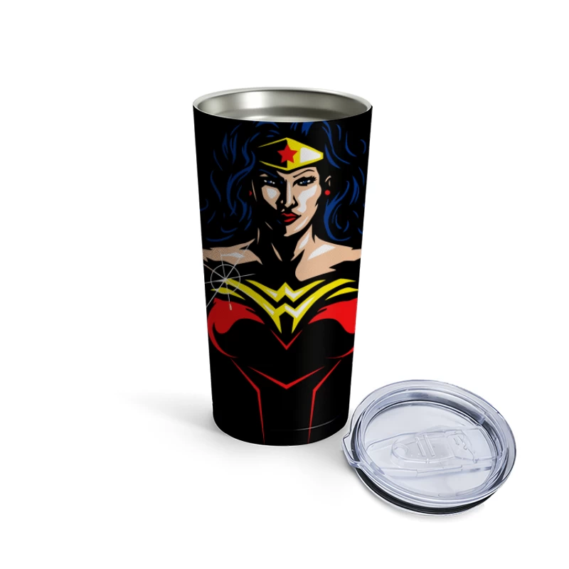 Wonder Woman: Empowering Superhero Illustration Travel Mug