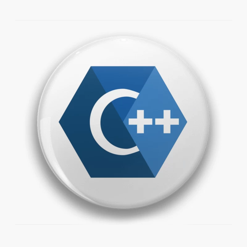 C++ Programming Language Logo in Blue Hexagon Design Pin