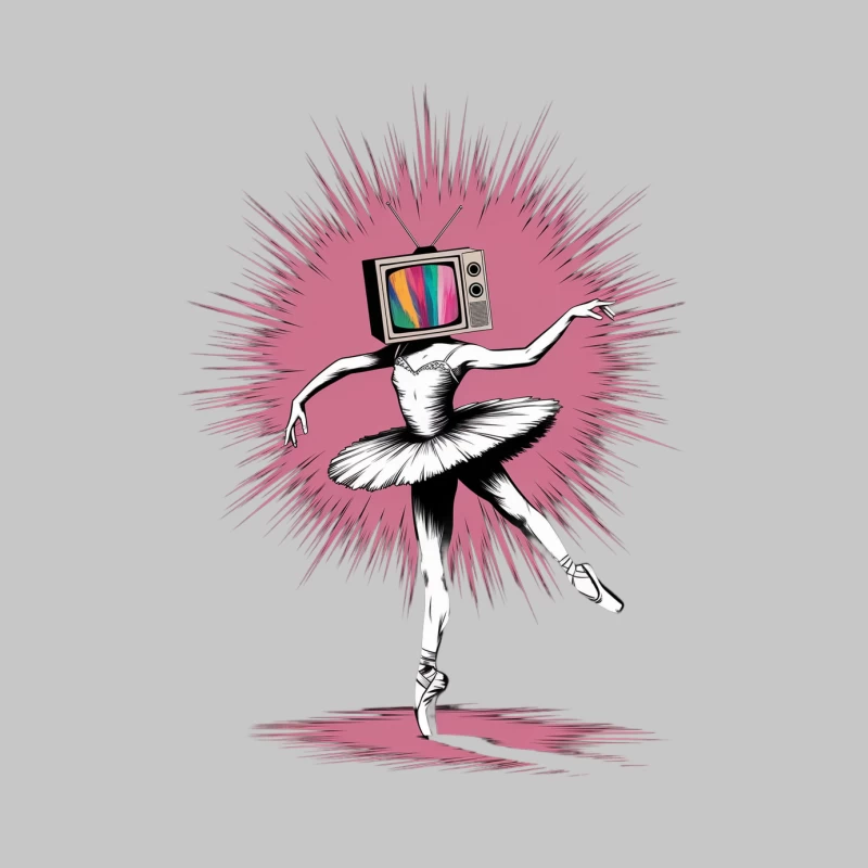 Surreal Ballet Dancing Television with Retro Pink Background Male Long Sleeve T-Shirt