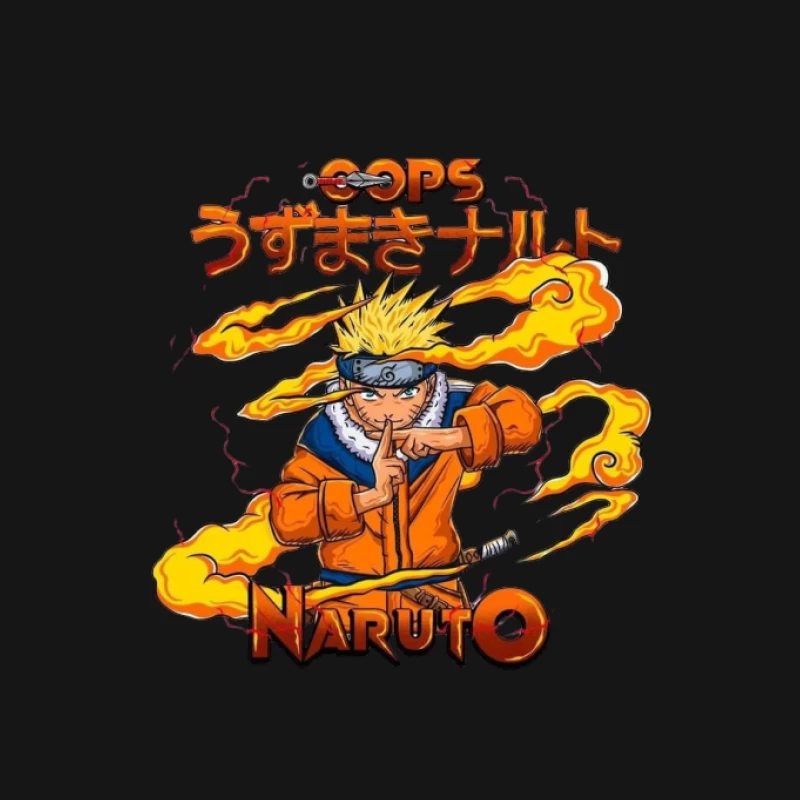Naruto Anime Charakter mit Flammen Herren T-Shirt
