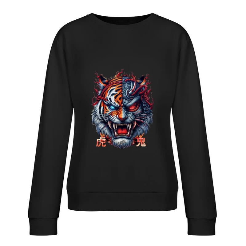 Visage de Tigre Samouraï Femme Sweat-shirt à enfiler