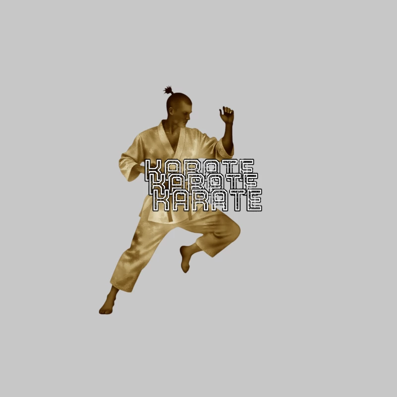 Karate Fighter in Dynamic Combat Stance with Stylized Text Female Long Sleeve T-Shirt