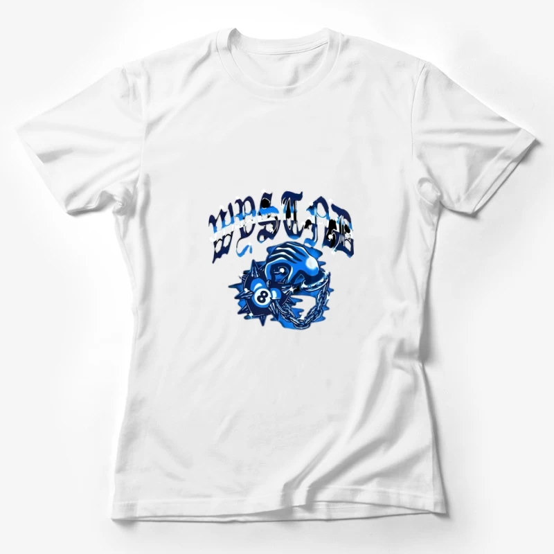 Style de la côte ouest avec main bleue et crâne Femme T-Shirt