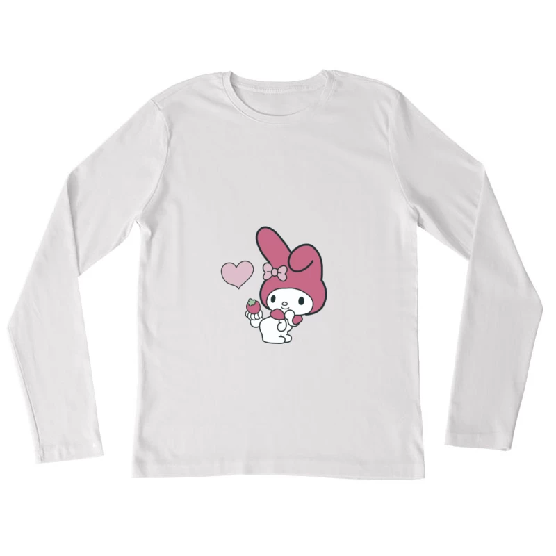 Coniglio carino con fragola Maglietta maniche lunghe Donna