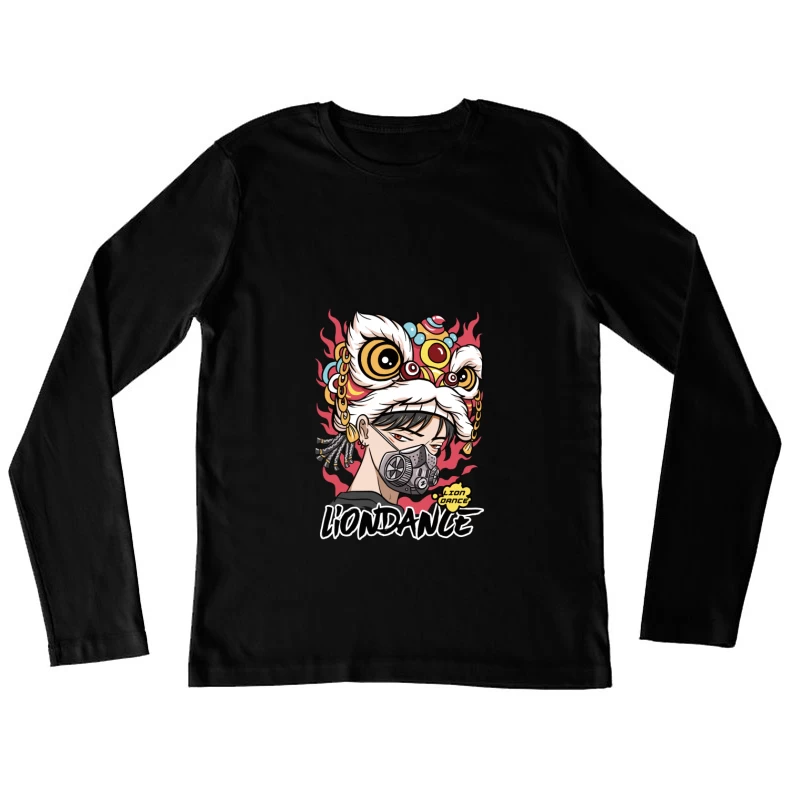 Moderner Löwentanz mit Maske Damen Langarm T-Shirt