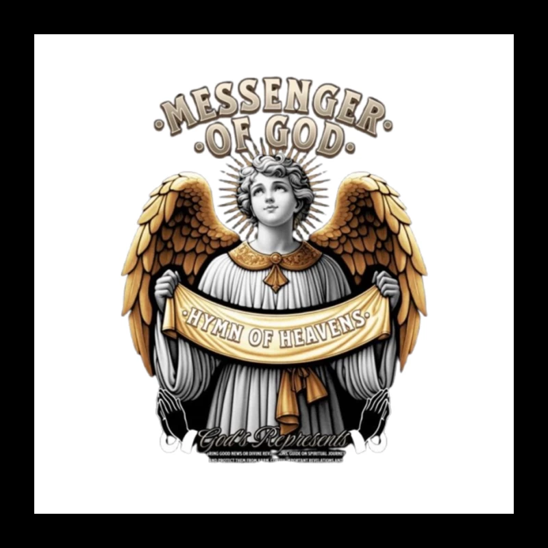 Divine Angel: Messenger of God with Hymn of Heavens Banner - Classical Religious Artwork Pin