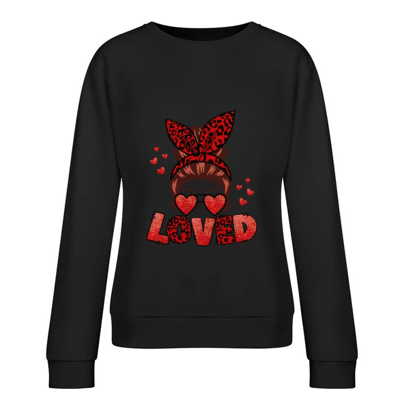Glitzer Herzdesign Damen Pullover Sweatshirt