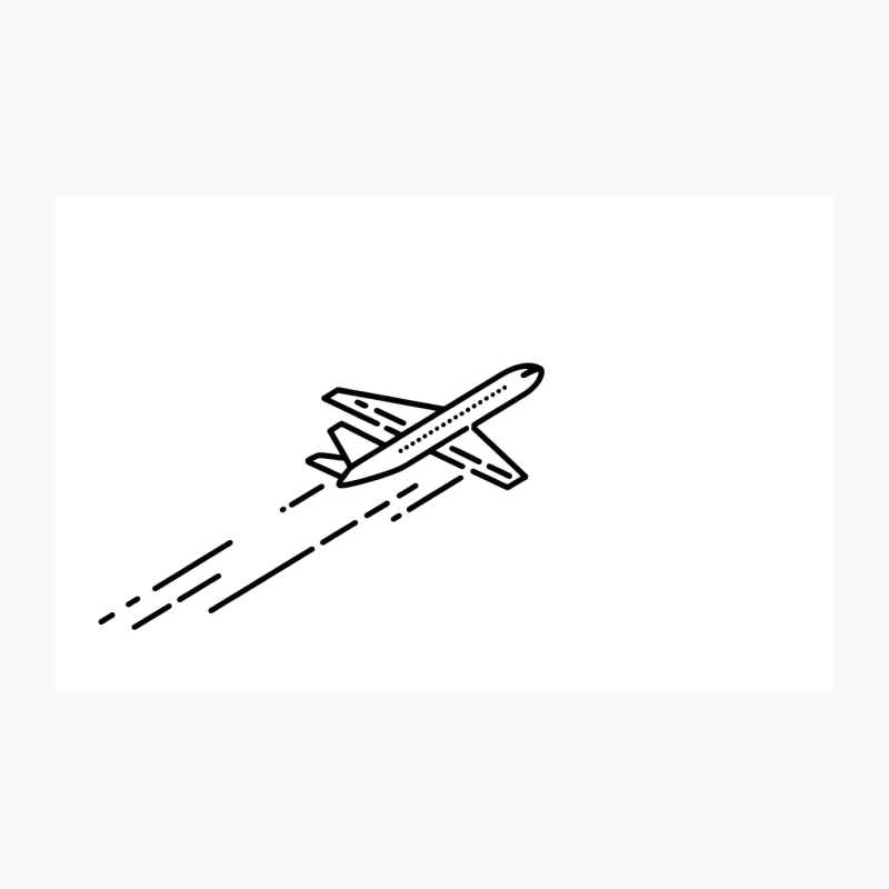 Simple Line Drawing of Airplane in Flight Travel Mug