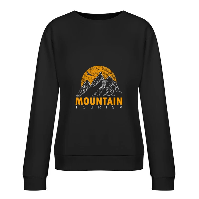 Berg Tourismus Logo mit Sonnenuntergang Damen Pullover Sweatshirt