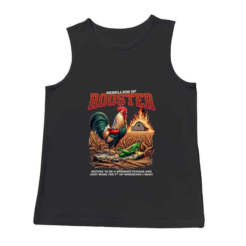 Hahn auf dem Bauernhof mit Feuer Herren Tanktops