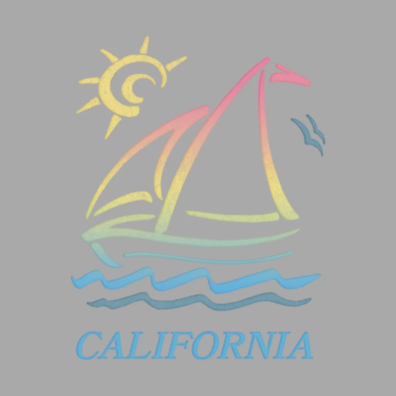 80s Vintage Style  California Aesthetic Sailboat Faded Design Female Pullover Hoodie