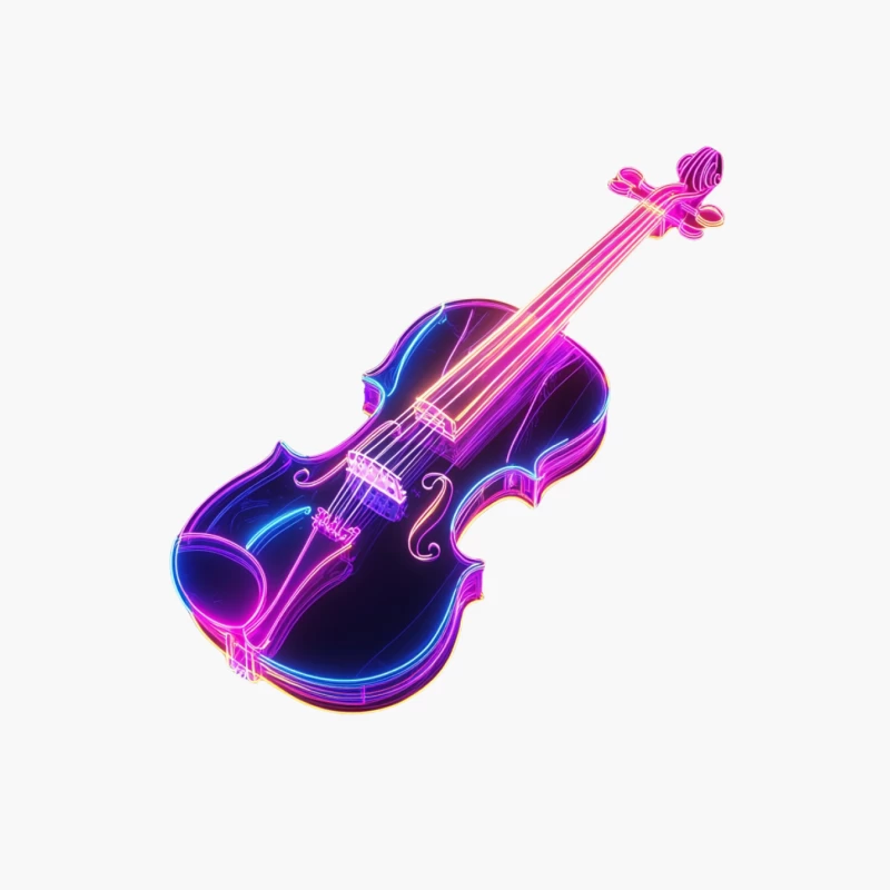 Neon Electric Violin: Artistic Abstract Glowing Musical Instrument Cotton Tote Bag