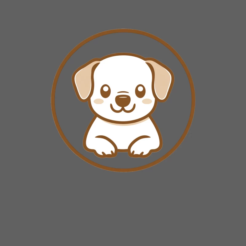 Cute Cartoon Dog Logo in Brown Circle Male Tank Top