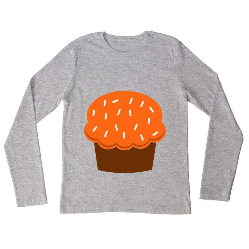 Cupcake arrosé avec glaçage orange Femme Manches Longues T-Shirt