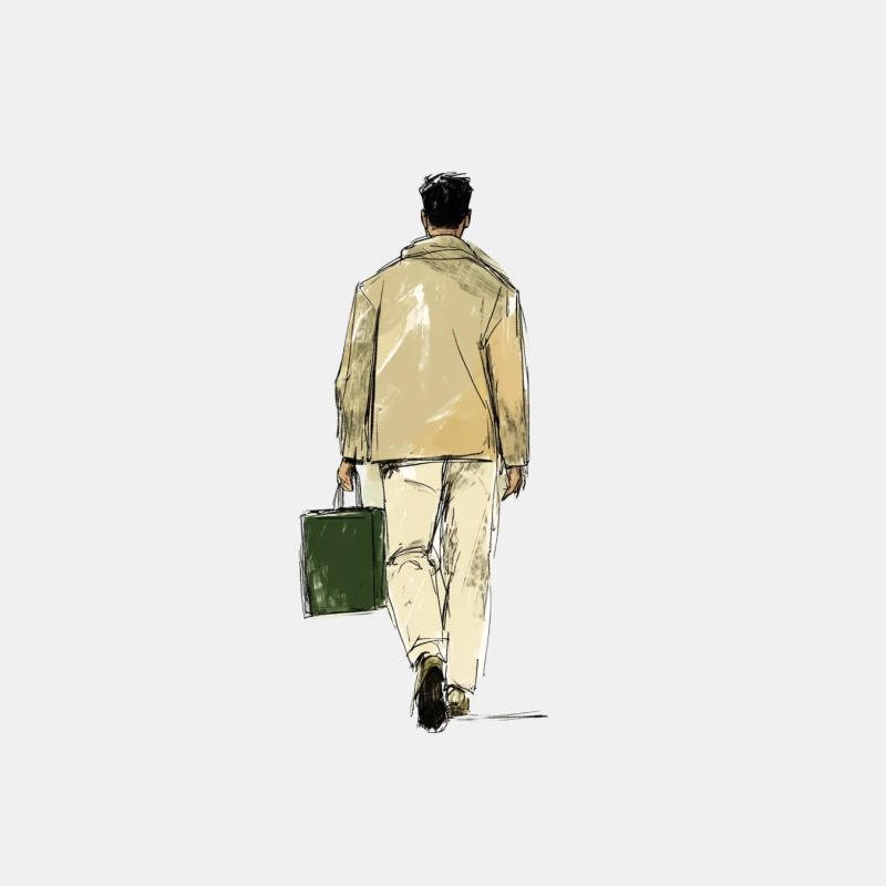 Sketched Business Man Walking with Briefcase Male Tank Top