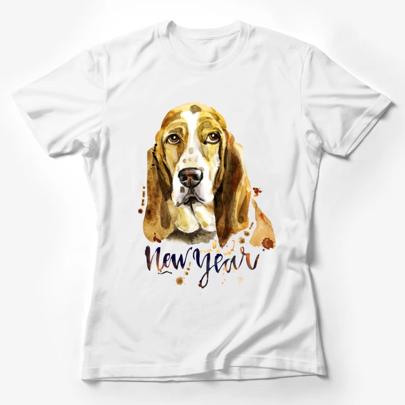 Portrait de chien aquarelle pour le Nouvel An Femme T-Shirt