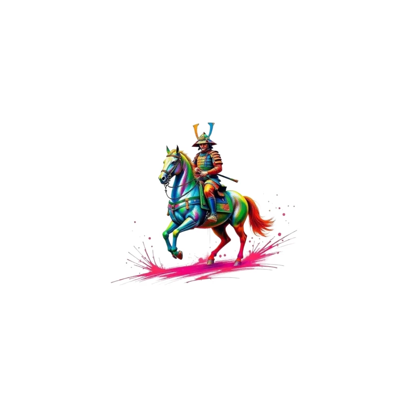 Colorful Samurai on Horseback Desk Mat