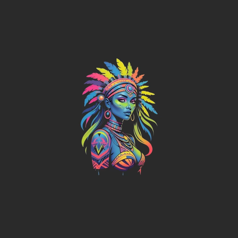 Colorful Tribal Portrait with Headdress Baseball Cap