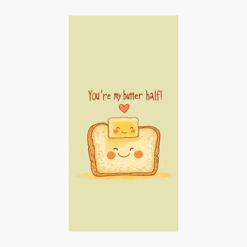 Cute Cartoon Toast and Butter Love Pun Illustration iPhone Case