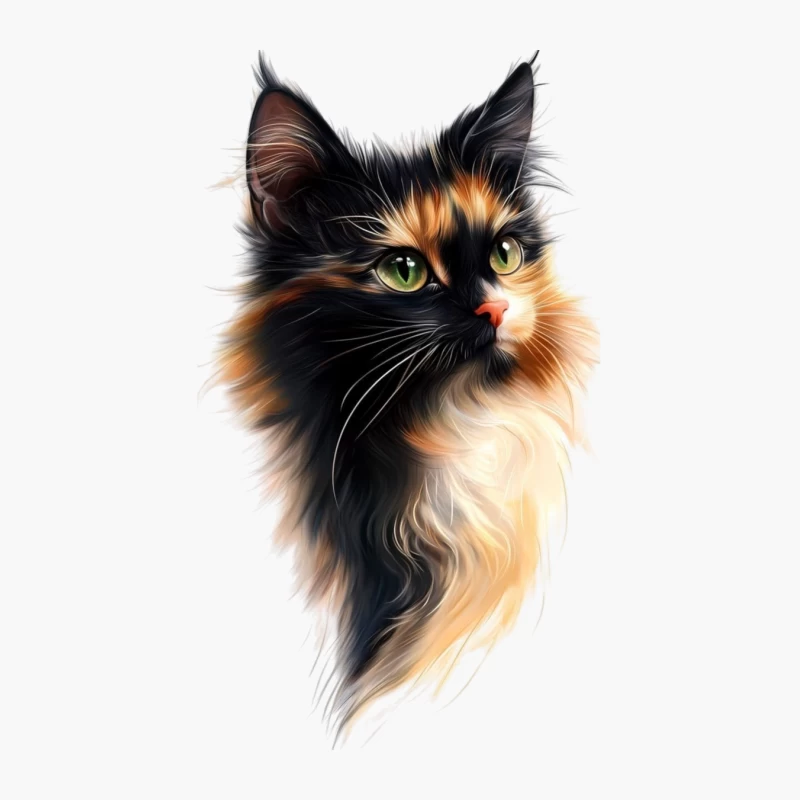 Stunning Portrait of a Fluffy Multicolored Cat Cotton Tote Bag