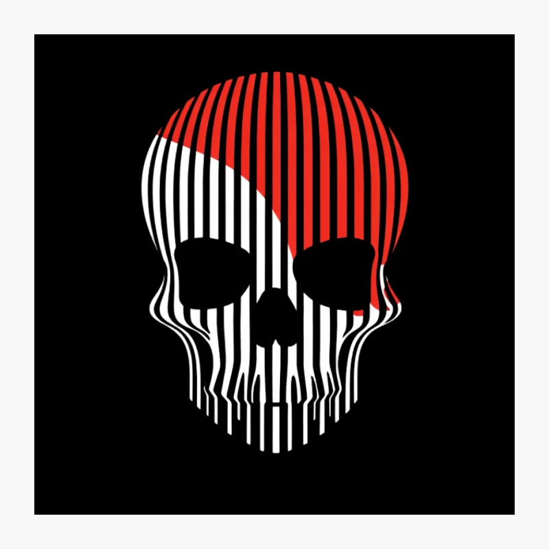 Striped Skull: Abstract Minimalist Optical Illusion Pin