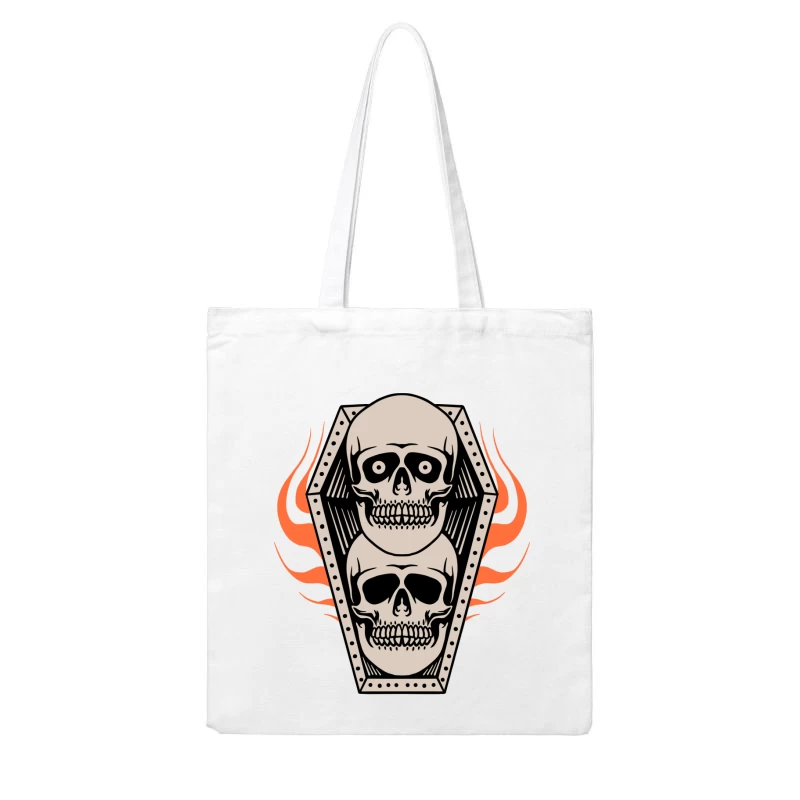 Skull Coffin Design Cotton Tote Bag