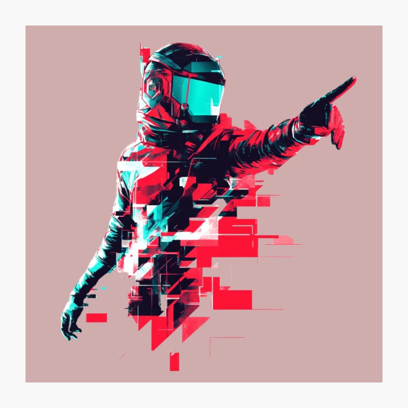 Glitched Astronaut: A Futuristic Digital Art Piece Pin