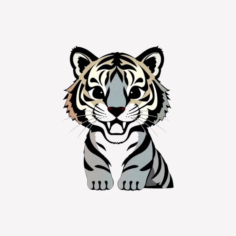 Cartoon Illustration of a Tiger Male T-Shirt