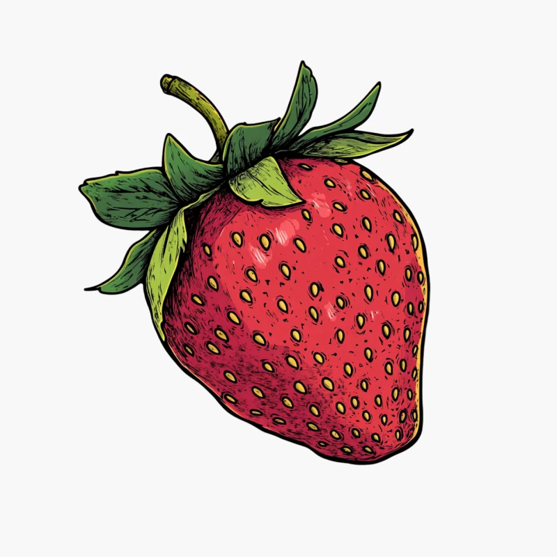 Hand-Drawn Detailed Illustration of a Fresh Red Strawberry Cotton Tote Bag