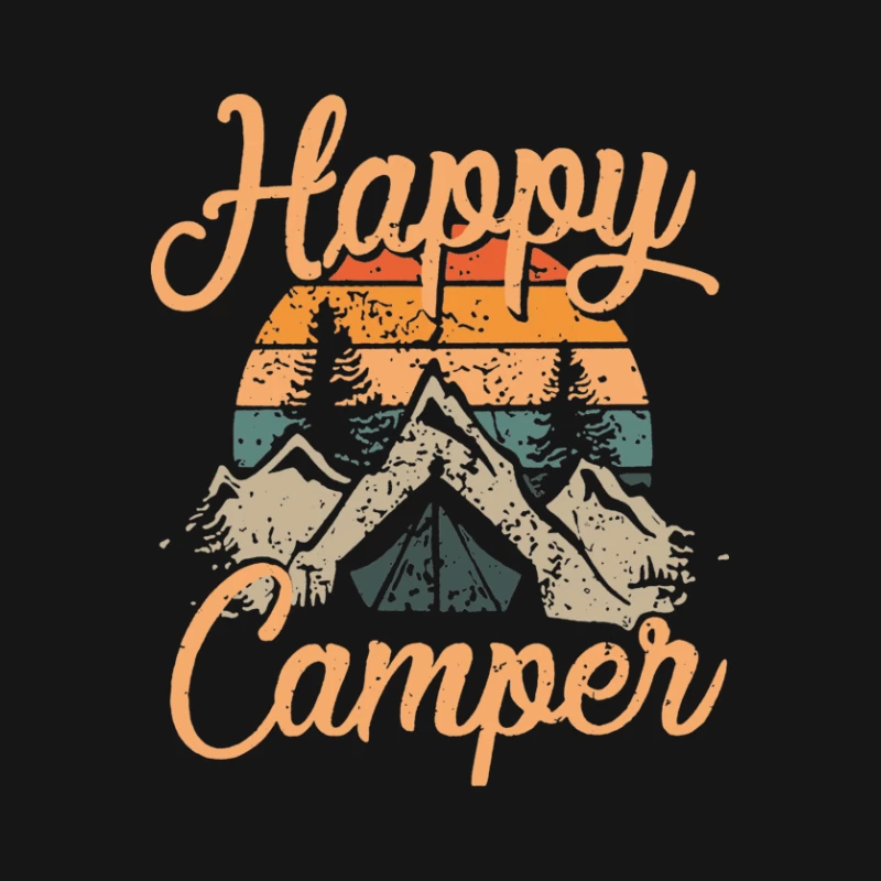 Fröhlicher Camper mit Berglandschaft Herren T-Shirt