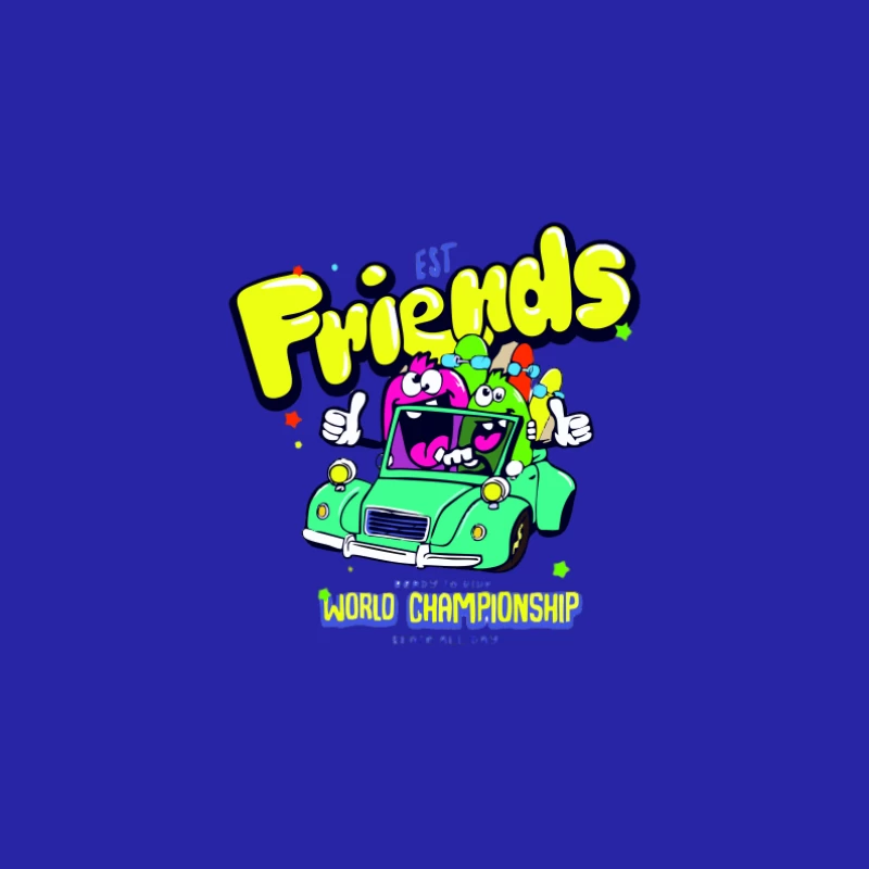 Freunde im Auto bei der Weltmeisterschaft Herren Tanktops