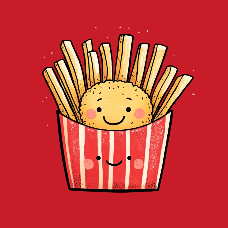 Cute Cartoon French Fries with Smiling Face Female Pullover Hoodie