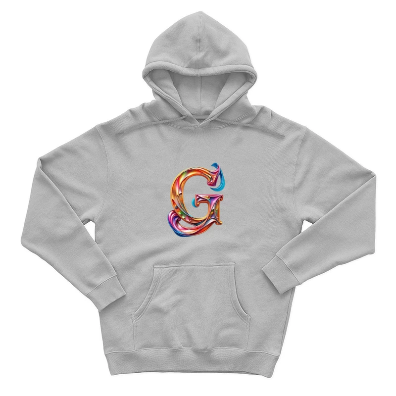 Colorful 3D Typography: Decorative Letter G with Swirling Gradient Pattern Male Pullover Hoodie