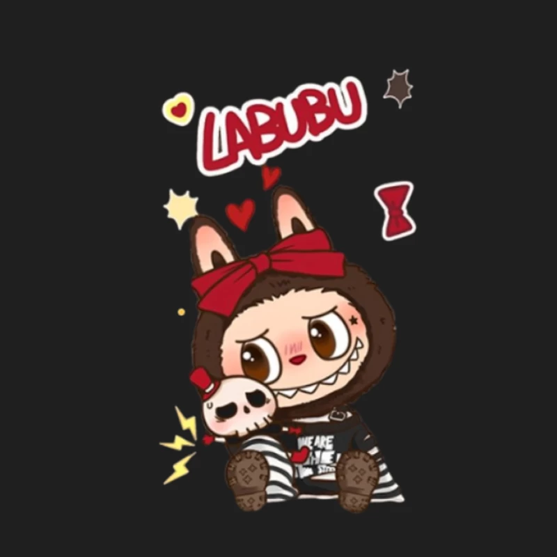 Niedliches Labubu mit roter Schleife Herren Tanktops