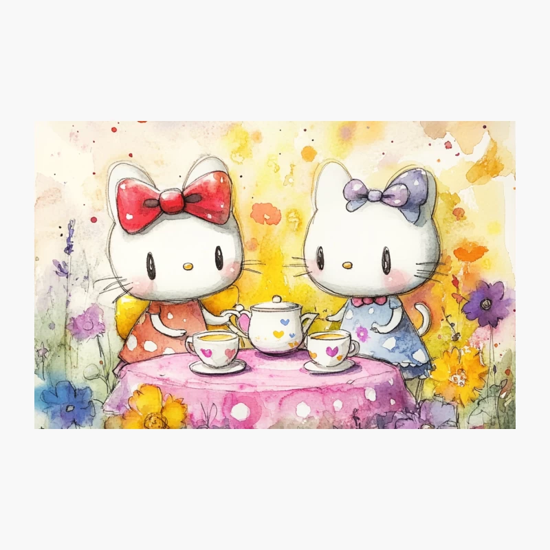 Hello Kitty's Whimsical Watercolor Tea Party Travel Mug