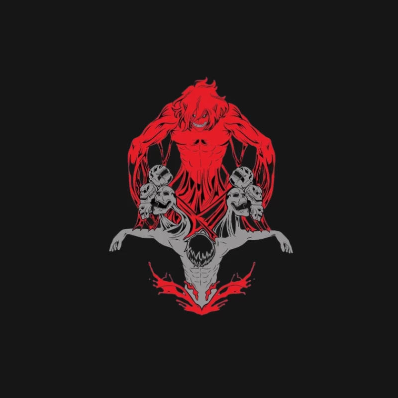 Rote und graue monströse Figuren Herren T-Shirt