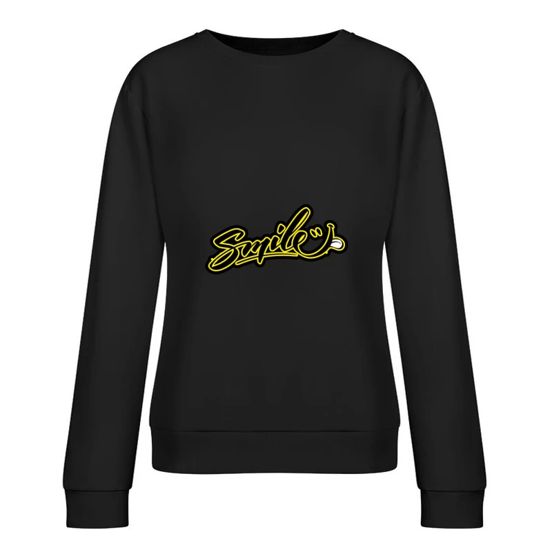 Modern Graffiti Art Design Featuring "Smile" Female Pullover Sweatshirt