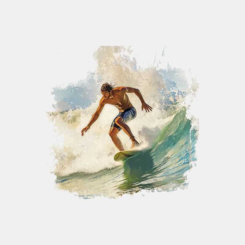 Dynamic Watercolor Surfer Riding Turquoise Wave Male Tank Top