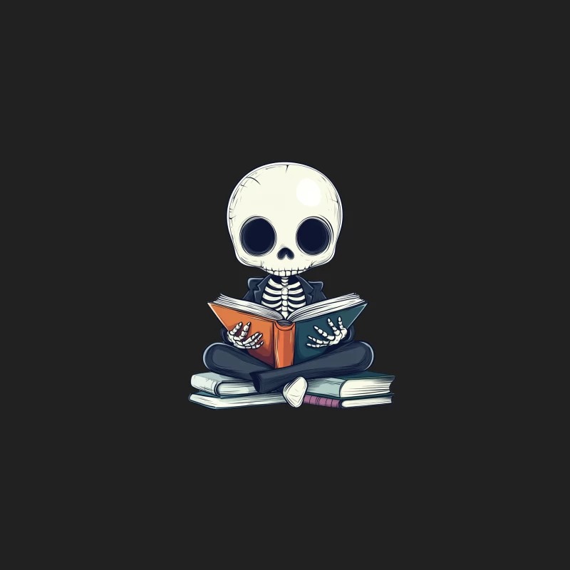 Cute Cartoon Skeleton Reading Books: Halloween Illustration Bucket Hat