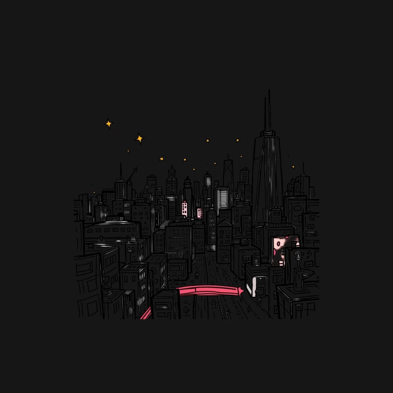 Nighttime Cityscape Illustration Female Long Sleeve T-Shirt
