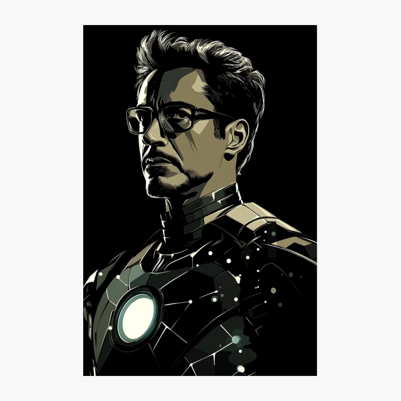 Stylized Portrait of Iron Man: Marvel Superhero in High-Tech Suit Cotton Tote Bag