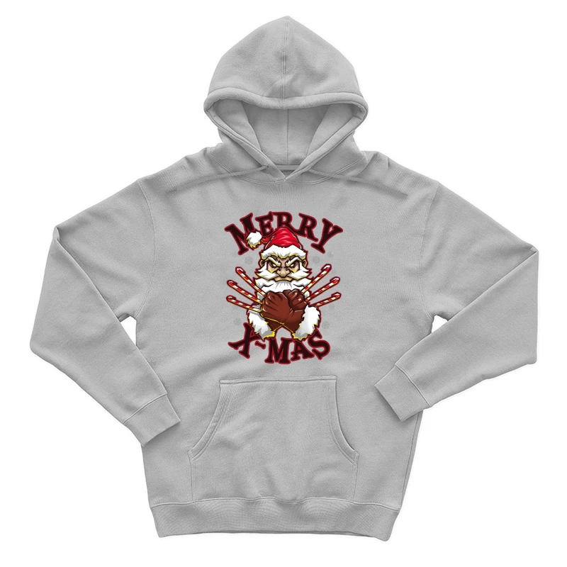 Muscle Santa: Merry X-Mas with Attitude Male Pullover Hoodie