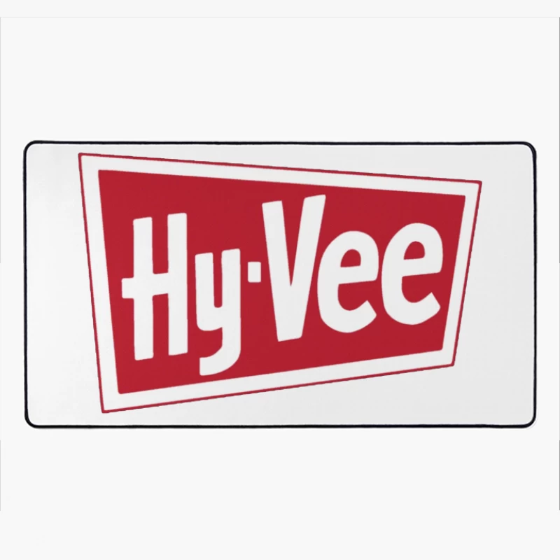 Hy-Vee Supermarket Chain Logo in Red and White Desk Mat