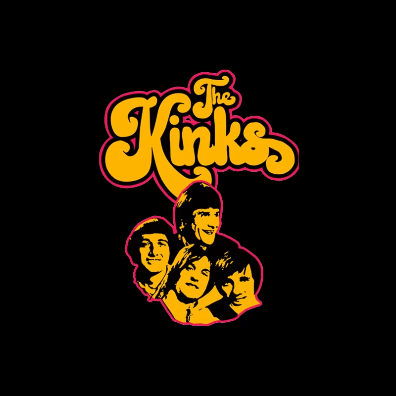 The Kinks Vintage Band Logo with Silhouettes Throw Pillow